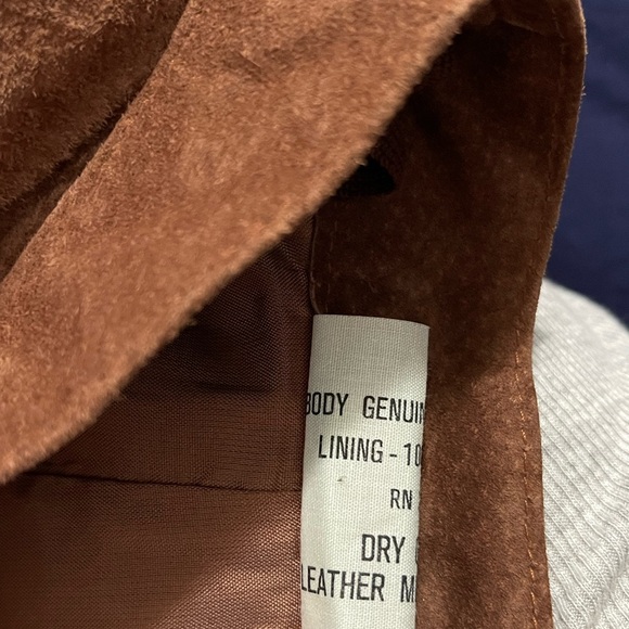 Brown Leather Suede Midi Skirt - Picture 3 of 8